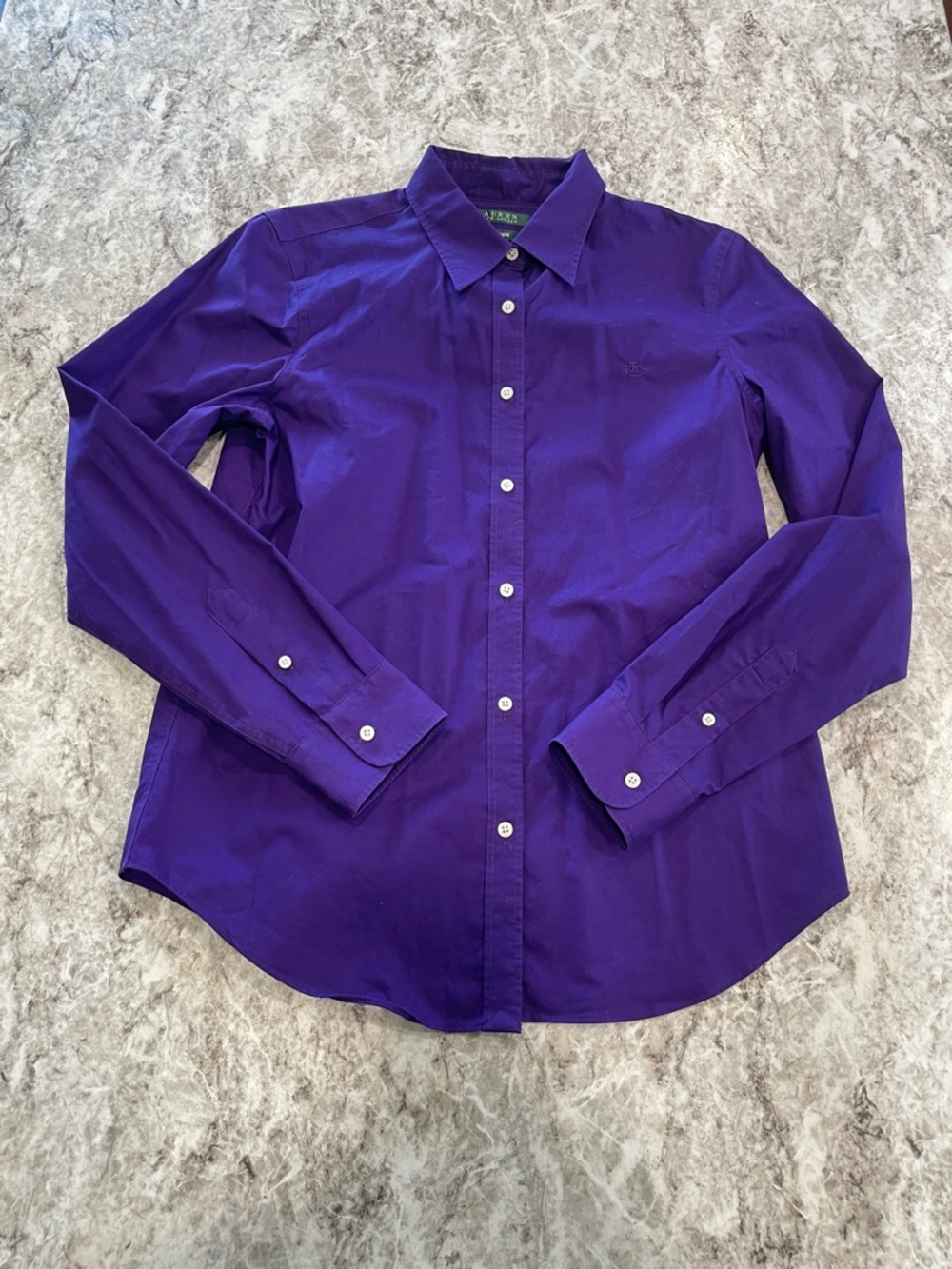 Lauren Ralph Lauren Purple Button Down Shirt Womens Medium